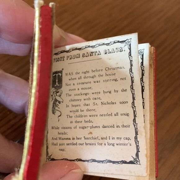 Small Vtg Kurt S Adler “The Night Before Christmas” red wooden book ornament - Picture 3 of 5